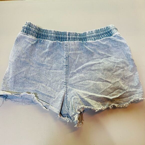 Blue jean shorts Cutoff shorts elastic drawstring waist M 7/8 - Picture 3 of 3